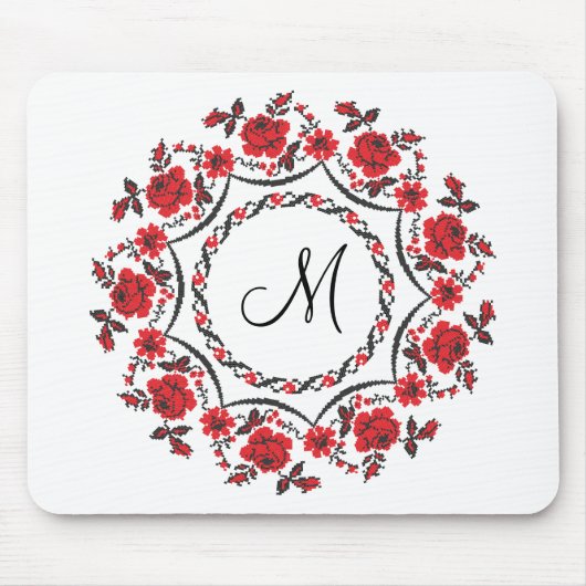 Rozen ring Gepersonaliseerd Monogram Initiaal Muismat (Voorkant)