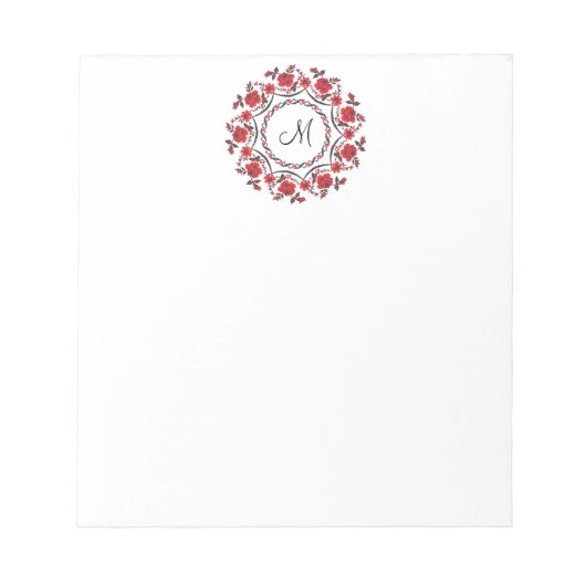 Rozen ring Gepersonaliseerd Monogram Initiaal Notitieblok (Voorkant)