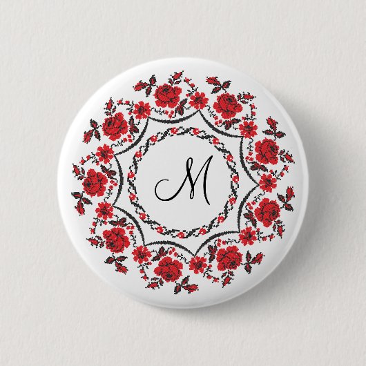 Rozen ring Gepersonaliseerd Monogram Initiaal Ronde Button 5,7 Cm (Voorkant)