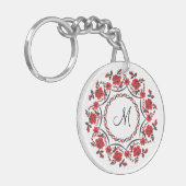Rozen ring Gepersonaliseerd Monogram Initiaal Sleutelhanger (Voorkant Links)