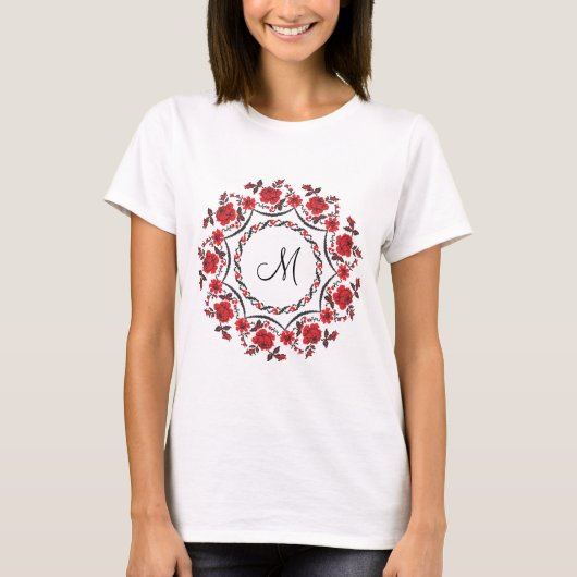Rozen ring Gepersonaliseerd Monogram Initiaal T-shirt (Voorkant)
