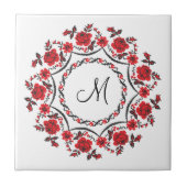 Rozen ring Gepersonaliseerd Monogram Initiaal Tegeltje (Voorkant)