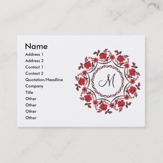 Rozen ring Gepersonaliseerd Monogram Initiaal Visitekaartje (Voorkant)