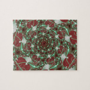 Rozen   Rode en groene fractaalkunst Legpuzzel