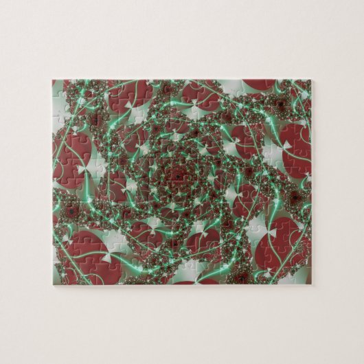 Rozen | Rode en groene fractaalkunst Legpuzzel (Horizontaal)