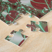 Rozen | Rode en groene fractaalkunst Legpuzzel (Zijkant)