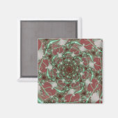 Rozen | Rode en groene fractaalkunst Magneet (Voorkant / Achterkant)