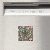 Rozen | Rode en groene fractaalkunst Magneet (Insitu (Vaatwasser))
