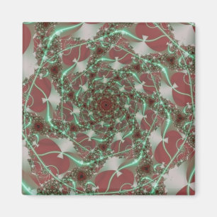 Rozen Rode en groene fractaalkunst Magneet