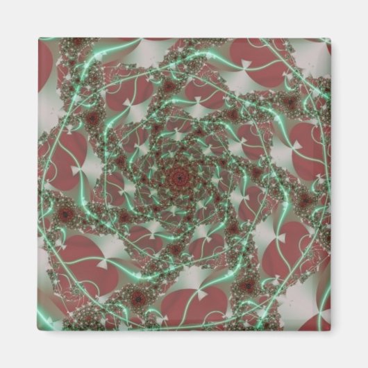 Rozen | Rode en groene fractaalkunst Magneet (Voorkant)