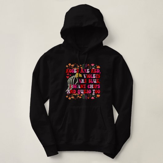 Rozen rode violetten blauwe chips en Queso Funny V Hoodie (Design voorkant)