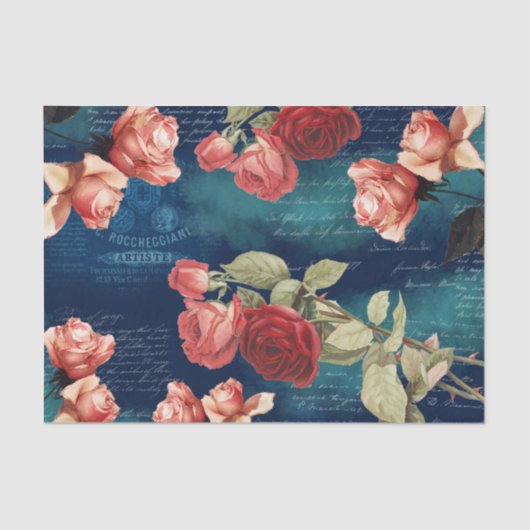 Rozen Romantic Dark Tissue Paper Tissuepapier (Voorkant)