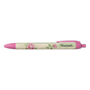 Rozen Romantic Shabby, landblote bloemen Zwarte Inkt Pen
