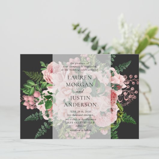  rozen romantische huwelijksuitnodiging kaart (Staand voorkant)