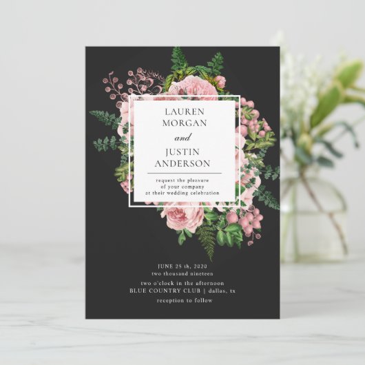  rozen romantische huwelijksuitnodiging kaart (Staand voorkant)