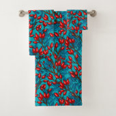 Rozen, rood en blauw bad handdoek (Insitu)