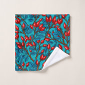 Rozen, rood en blauw bad handdoek (Wasdoekje)
