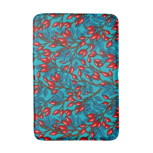 Rozen, rood en blauw badmat (Voorkant Verticaal)