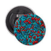 Rozen, rood en blauw button flesopener (Voorkant)