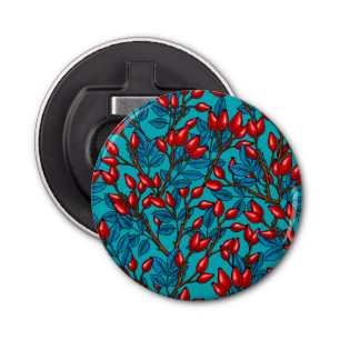 Rozen, rood en blauw button flesopener