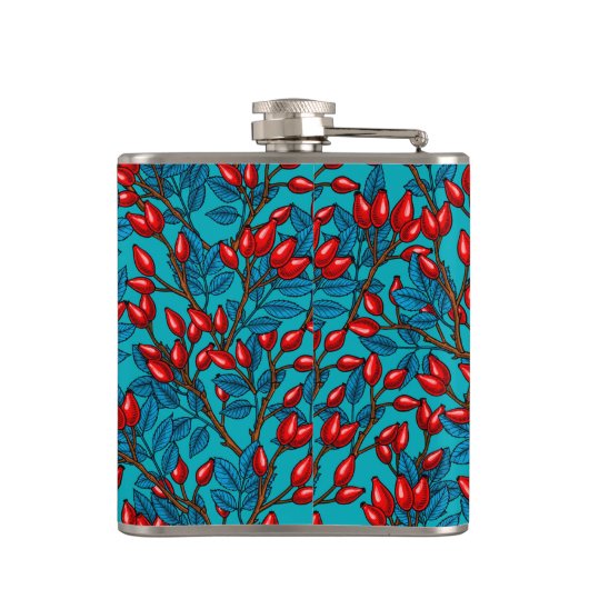 Rozen, rood en blauw heupfles (Achterkant)