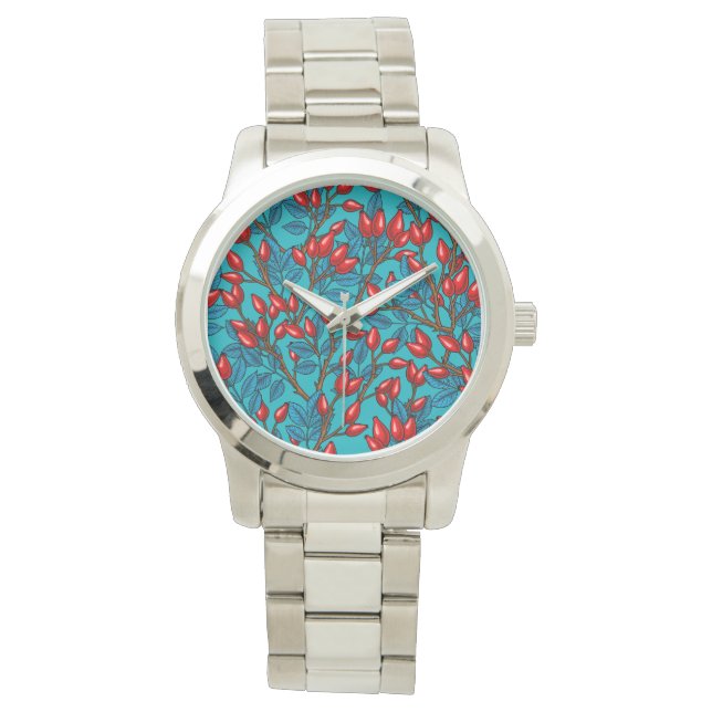 Rozen, rood en blauw horloge (Voorkant)