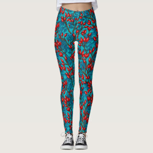 Rozen, rood en blauw leggings