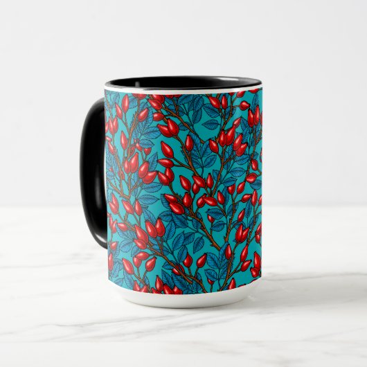 Rozen, rood en blauw mok (Voorkant links)