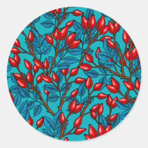 Rozen, rood en blauw ronde sticker