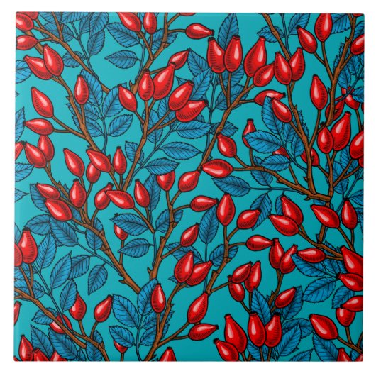 Rozen, rood en blauw tegeltje (Voorkant)