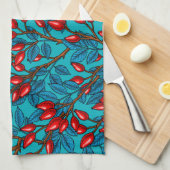Rozen, rood en blauw theedoek (Quarter Fold)