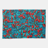 Rozen, rood en blauw theedoek (Horizontaal)