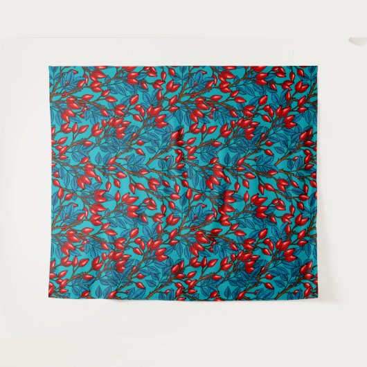 Rozen, rood en blauw wandkleed (Voorkant (horizontaal))