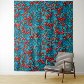 Rozen, rood en blauw wandkleed (In situ)