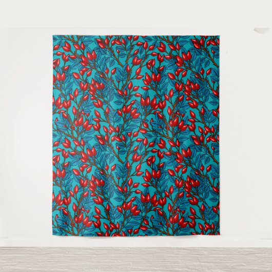 Rozen, rood en blauw wandkleed (Voorkant)