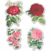 Rozen rood en roze 4 stuk sticker set (Voorkant)