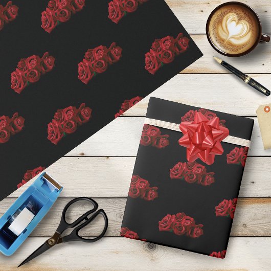 Rozen Rood Wit Zwart Bruiloft Cadeaupapier