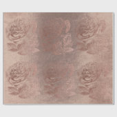 Rozen Roos Gold Pastel Metallic Floral Blush Cadeaupapier (Vlak)