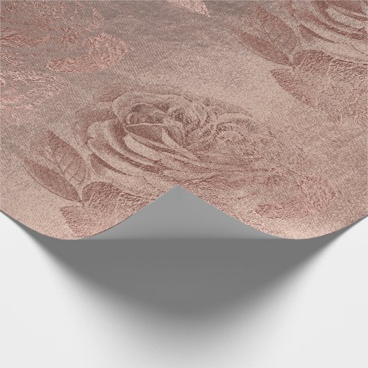 Rozen Roos Gold Pastel Metallic Floral Blush Cadeaupapier (Hoek)