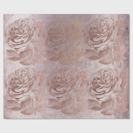 Rozen Roos Gold Pastel Metallic Floral Delicate Cadeaupapier (Vlak)