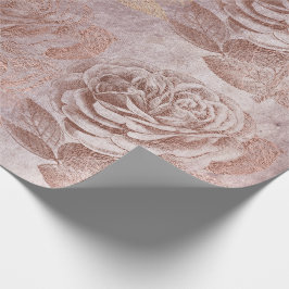 Rozen Roos Gold Pastel Metallic Floral Delicate Cadeaupapier