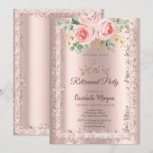 Rozen, Roos Gouden Glitter Lijst Kroonpensioen Kaart (Voorkant / Achterkant)