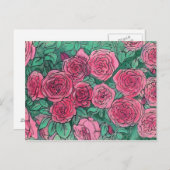 Rozen, Roos tuin, levensketch inktpastels Briefkaart (Voorkant / Achterkant)