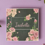 Rozen roze afdrukken, gepersonaliseerde naam tegeltje<br><div class="desc">Ideaal voor een meisje,  een baby kamer,  een douche of een feestje. Eenvoudig aan te passen.</div>