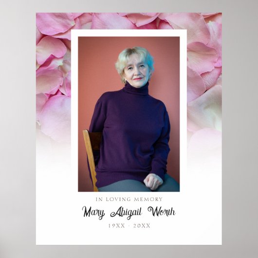 ROZEN ROZE BLAADJES IN LIEFDEVOLLE HERINNERING POS POSTER (Voorkant)