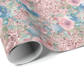  Rozen Roze Blauw Kleine Roze Achtergrond Cadeaupapier (Rol Hoek)