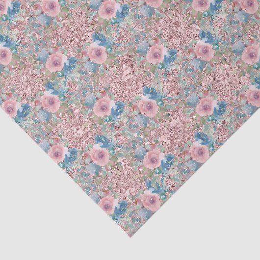  Rozen Roze Blauw Kleine Roze Achtergrond Tissuepapier (Detail)