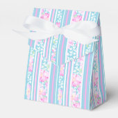 Rozen, Roze Blauw Wit Strepen Tent Favor Box Bedankdoosjes (Voorkant Zijde)