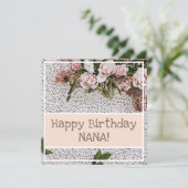  Rozen Roze Bouquet Crochet Lovely Birthday Kaart (Staand voorkant)