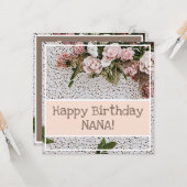  Rozen Roze Bouquet Crochet Lovely Birthday Kaart (Voorkant / Achterkant in situ)